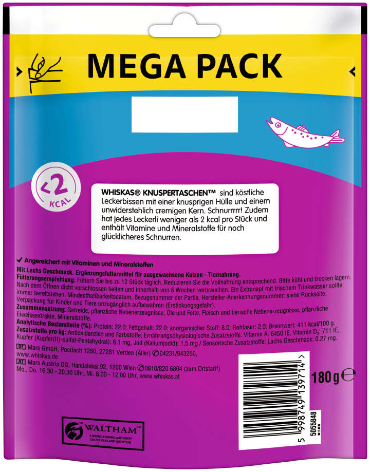 whiskas Katzenleckerli Knuspertaschen mit Lachs